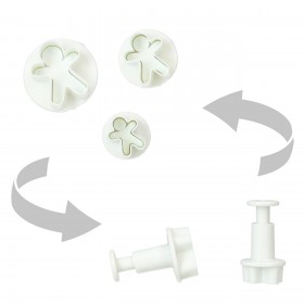 Комплект кутери с ежектор "Джинджифилово човече" - 3 елемента Комплект кутери с ежектор "Джинджифилово човече" - 3 елемента